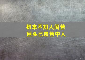 初来不知人间苦 回头已是苦中人